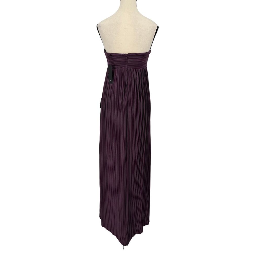 Lulus Whimsical Beauty Dark Purple Satin Plisse Strapless Maxi Dress Size M - Picture 5 of 13